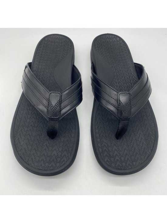 Vionic Tide II Toe Post Sandal Men 13 Black Leather Flip Flop Orthotic Plantar F main image 7